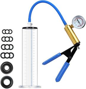 Penis Pump with Brass Pistol & Pressure Gauge,9 x 2.25 Inch Cylinder,Penis Enlarger Male Sex Toys Sex Toys for Men Cock Pump Adult Toys for Men