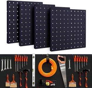 LANSI 4Pcs Peg Board, Pegboard Wall Organizer Panels, Black Pegboard Wall Mount, ABS Pegboard for Craft Room Garage Kitchen Workshop, ABS Peg Boards Easy Installation (Black)