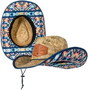 NEW Handwoven Premium Straw Cowboy Hat for UV Sun Protection | Adjustable Drawstring, Universal Size | Ideal for Beach, Fishing, Outdoor Camping Activities (Aztec)