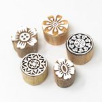 Hashcart Wooden Indian Traditional Design Printing Stamps | Set of 5 | Blocks for Printing Saree Border/Dresses/Craft Card Making/Scrapbook/Clay Pottery