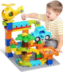 Marble Runs for Kids 4-8,Building Blocks Compatible with Major Brands, Birthday Toys Gifts for Ages 3 4 5+ Boys Girls，Toddler Education Montessori Learning STEM Toys Marble Runway Maze Track Set