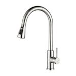 Ibergrif M22137 Kitchen Sink Taps Mixer with Pull Out Spray, High Arc with Dual Spray Mode, Single Handle Lever with UK Standard Fittings, Stainless Steel