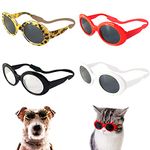 Pibupibu Retro Oval Small Dogs Cats Eye Wear Party Favors Pet Sunglasses Set Cute Funny Cosplay Dolls Costume Photo Props