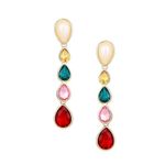 Estele 24 Kt Multicolour Gemstone Crystal Drop Earrings, One Size (726/712-IG ER) For Women