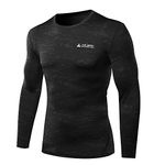 AMZSPORT Men's Sport Long Sleeve Compression Top Quick Dry Training Shirt Base Layer Season Size Size L