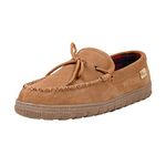 Mens Slippers Indoor Outdoor Suede Moccasin Slippers for Men （chestnut-check 13)