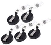 HATHIYANI Round Shape Yo-Yo Retractable Key Ring for ID Card Holder (Black) (Pack of 5)