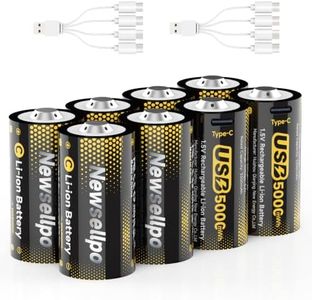 Newsellpo Rechargeable C Batteries 8 Pack, 1.5V 5000mWh Lithium C Size Battery LR14 C Cell with 4-in-1 USB-C Charging Cable, for Flashlights, Radios, Toys, Remote Controls & High-Drain Devices
