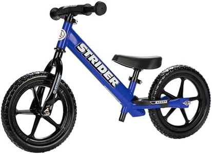 Strider 12” Sport Bike, Blue - No Pedal Balance Bicycle for Kids 18 Months to 5 Years - Includes Safety Pad, Padded Seat, Mini Grips & Flat-Free Tires - Tool-Free Assembly & Adjustments