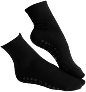 PILA-BARRE Women’s Crew Grip Socks – Non Slip for Pilates & Barre (Plain Black)