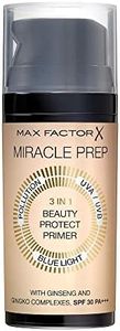 Max Factor Miracle Prep, Primer Viso 3 in 1 con SPF 30, Base Trucco, Protegge la Pelle da Inquinamento, Raggi UVA/UVB e Luce Blu