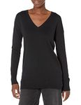 Amazon Essentials Women's Lightweight V-Neck Tunic Sweater, Black, Large