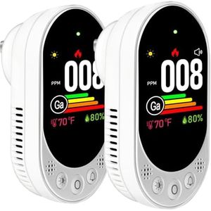 LSENLTY Upgraded Plug in Combination Natural Gas Leak Detector and Carbon Monoxide Detectors, 4-in-1 Plug-in Wall Design CO & Gas Detector with HD Screen&Indicator& 85dB Alarm for Kitchen, RV, 2 Pack