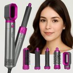Drumstone ππ ππππ«π¬ πππ«π«ππ§ππ² 5 in 1 Hot Air Brush Styler for Women | 1000W Hair Dryer Brush with Curling Wand, Crimper, Straightener | Rotating Airwrap Styler for All Hair Types