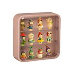 Clear Display Case for Figures, Wall-Mounted Doll Storage Box, Adjustable Display Stand with Door Dust and Moisture Proof Suitable for Lego Collectibles Action Figures Pop Mart (Pink)