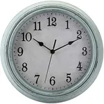 Jucoan 12 Inch Vintage Wall Clock, Silent Non-Ticking Round Clock Battery Operated, Rustic Decorative Wall Clock for Living Room Farmhouse Kitchen Bedroom Office Classroom School, Teal Finish