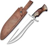 WARIVO KNIFE Handmade D2 Steel 14 Inches Bowie Knife with leather sheath, Hunting knife with Wood Handle and steel Guard Ideal for Bushcraft, Camping, Survival, Hunting & outdoor use