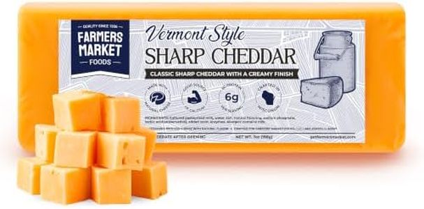 Farmers Market, Gluten Free, Keto, Paleo, Low Sodium, Zero Sugar, Wisconsin Cheese, 1-Pack, Vermont Extra Sharp Cheddar