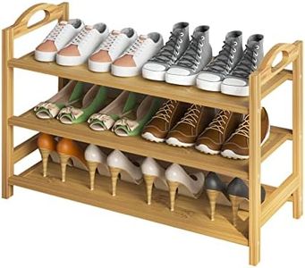 UDEAR Bamboo Shoe Rack 3-Tier Shoe Storage Organizer Entryway Shoe Shelf