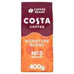 Costa Coffee Beans Signature Blend, Large Bag 400g x 5 (Pack of 5), Robusta and Arabica Beans, Smooth & Nutty with Notes of Caramel, Strength- Medium - 3, Rainforest Alliance