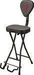 Fender 351 Seat and Guitar Stand Combo, Collapsible Design, Removable Backrest, Gray Tweed Fabric, Non-Slip Feet