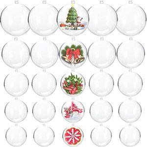 25 Pcs Clear Plastic Fillable Ornaments,Acrylic Clear Plastic Ornaments Balls,DIY Bath Bomb Mold for Christmas,Wedding,Party,Home Decor(5 Size,30mm,40mm,50mm,60mm,70mm)