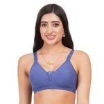 Liigne Non Padded Non-Wired Plunge Neckline Pattern Bra - Made of Pure Cotton Full Coverage Over Size Non Wired Pushup Soft Cup for T-Shirt Saree Dress Sports Garment for Daily Use Everyday Blue