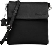 Designer Genuine Real Nappa Leather Handmade Women Small Ladies Travel Satchel Everyday Crossover Cross body Work Shoulder Handbag Bag (Black)