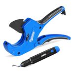 Pacmann PVC Pipe Cutter, Up to 2-1/2", Ratchet Pipe Cutter Heavy-Duty, Pex Cutting Tool for Cutting PEX, PVC, PPR Plastic Hoses and Plumbing Pipe with Deburring Tool