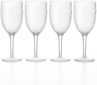 ZOPPER Plastic Wine Glasses Reusable Set of 4 Large BPA-Free Shatterproof Cups, Dimpled Design, Dishwasher Safe – Ideal for BBQ, Poolside, Camping, Outdoor Parties