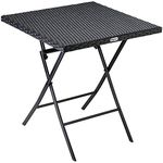 CASARIA® Rome Polyrattan Folding Garden Table 65x65cm | Weatherproof | 60kg Load Capacity | Space Saving Outdoor Modern Patio Balcony Portable Camping Foldable Side Table | Black