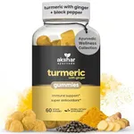 Akshar Ayurveda - Turmeric with Ginger Gummies - Immune Support Turmeric Curcumin Supplements with Ginger Root and Piperine Black Pepper Super Antioxidant - Vegan Cruelty-Free (60 Vegan Gummies)