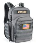 SHARKMOUTH Dad Diaper Bag Backpack - Military Baby Gear Backpacks with Daddy Patches, Gray