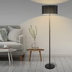 Emitto Modern LED Corner Arch Floor Lamp,Tall Study Standing Lamp for Living Room Bedroom Office,Kids Adult Bedside Reading Light,Home Decor Lighting,Black Linen lampshade,Black Base(no Bulb)