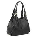 Craze London Multiple Pockets Medium Size Hobo Handbag Long Strap Shoulder Bag Cross body bag for Women (1Black)