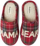 Dearfoams Women's Gifts for Mom Cute Cozy Mothers Day Mama Bear Slipper, Tartan Plaid, 5-6