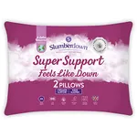 Slumberdown Feels-Like-Down Super Support Pillows 2 Pack - Firm Support Side Sleeper Pillows for Neck and Shoulder Pain Relief - Supportive, Hypoallergenic, UK Standard Size (48cm x 74cm)