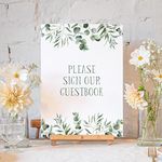 Wedding signs for reception or ceremony | eucalyptus greenery wedding signs print A4 rustic vintage sign | alternative | partydecor (Sign our guestbook + easel)