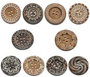HOUSWEETY 20 Mixed Pattern 4Holes Wood Big Sewing Buttons for Sweater Overcoat 6cm