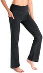 Yogipace 27"/28"/29"/30"/31"/32"/33"/35"/37" Inseam,Petite/Regular/Tall, Women's Bootcut Yoga Pants Long Workout Pants - grey - 31"inseam-Regular/L-Waist(31"-32.5")