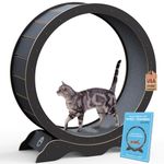 AberClub Cat Wheel – Large 43.3’’ Wheel Diameter - Safety Lock – Durable & Easy to Install – Cat Exercise Wheel –Cat Wheel Exerciser for Indoor Cats – TPE Silent Roller – Easy to Clean– Wood (Black)