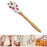 MUFEKUM Silicone Spatula, Heat Resistant Detachable Rubber Spatula with Beechwood Handle, Non-Stick Silicone Scraper Kitchen Utensils for Cooking, Scraping, Baking and Mixing (Watermelon)