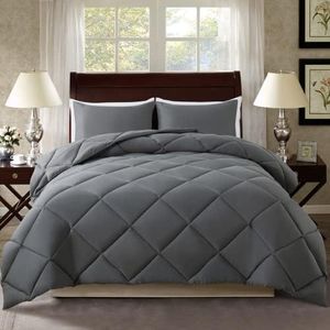 ELNIDO QUEEN Grey King Comforter Set with 2 Pillow Shams - 3 Pieces Bed Comforter Set - Gray Down Alternative Comforter Set - Lightweight All Season Bedding Comforter Sets King Size(102x90 inch)