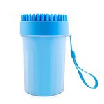 Dog Paw Cleaner, 2 in 1 Pet Paws Silicone Washing Brush Cup for Large and Medium Sized Dogs, Portable With Soft Top Brush and Inner Bristles (Medium, Blue)