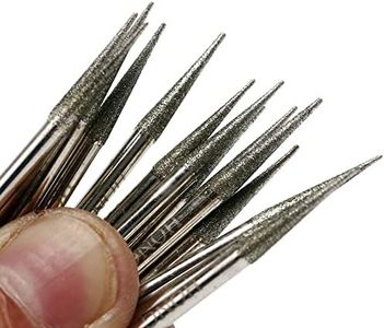 JINGLING 30Pcs 3.2mm Tapered Point Diamond Grinding Bit 1/8" Cone Rotary Burrs for Dremel