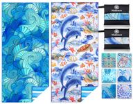 2 Pack Microfiber Lightweight Beach Towel Sand Free Quick Dry Absorbent Thin Compact Towels for Swimming Pool Camping Beach Accessories Large Easy Pack Travel Things for Vacation Essentials Gift