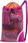 BeeGreen Rose Red Drawstring Bag Mesh Swim Bag for Large Beach Bag Pool Bag W 17.7" X L 25.5" Swimming Equipment Gear Gym Sport Net Bag Backpack Lightweight Foldable Washable