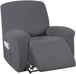 Turquoize Stretch Recliner Cover Recliner Chair Cover Recliner Slipcover 1-Piece Sofa Cover with Side Pocket Jacquard Sofa Furniture Cover/Protector Soft with Elastic Bottom, Charcoal Gray