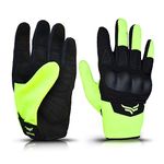 XTRIM Protekt - Universal Bike Riding Gloves for Men (Medium) with Sloping Finger Knuckles, Touchscreen Compatible Fingertips, Suede Padding on Palm, Washable & Breathable Fabric (Neon & Black)