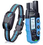 Dog Training Collar with 3300Ft Remote Range, 3 Training Modes Sound/Vibration/Strong Vibration, Security Lock IP67 Waterproof & Rechargeable, Anti Barking Collar for Large Medium Small Dogs (Blue)